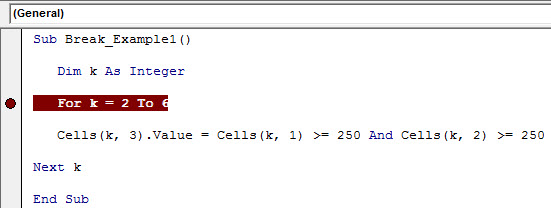 VBA-Break example