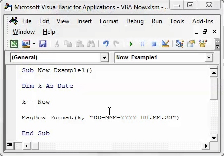 VBA Now Example 1-6