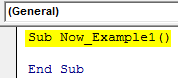 VBA Now Example 1