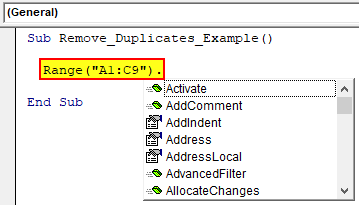 VBA Remove Duplicate Step 1