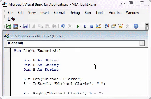 VBA Right Example 3-1