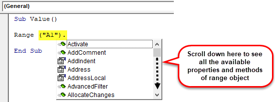 VBA Value Example 1-1