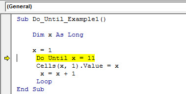 excel vba do until loop - example 1.15