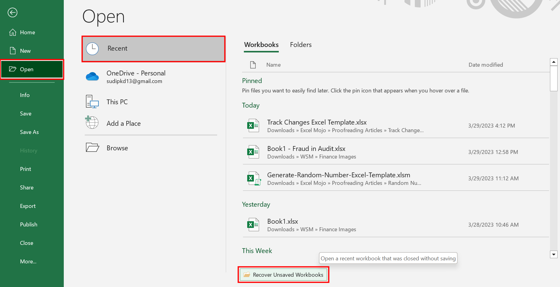 AutoRecover in Excel - FAQ 1