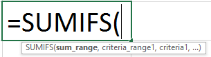 SUMIFS Formula