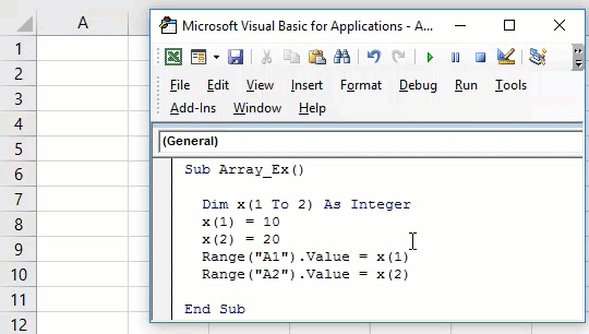VBA Array Example 1-1