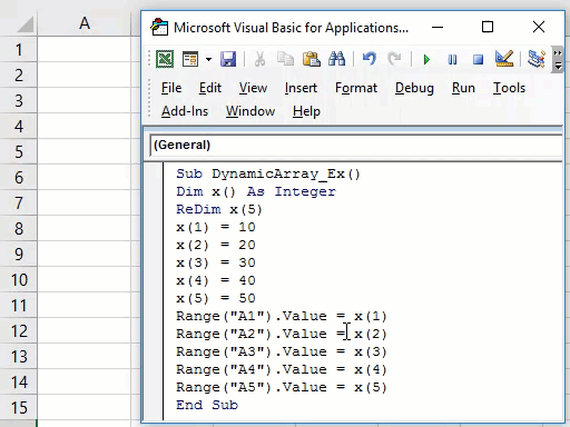 VBA Array Example 2-1