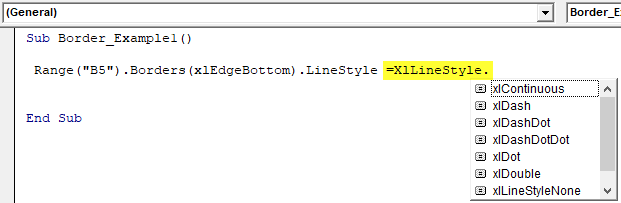 VBA Borders Example 1-6
