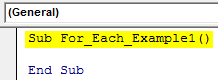 VBA For Each Loop Example 1-1