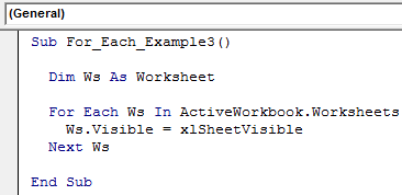 VBA For Each Loop Example 3