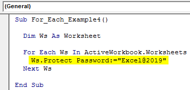 VBA For Each Loop Example 4