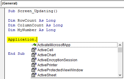 VBA Screen Update Example 1-1