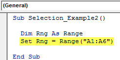 VBA Selection Example 2-1