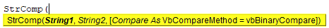 VBA StrComp Formula