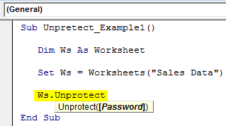 VBA Unprotect sheet Example 1-4