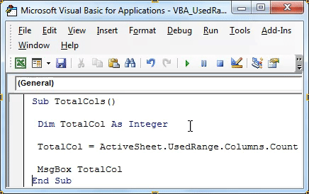 VBA UsedRange Example 2-1