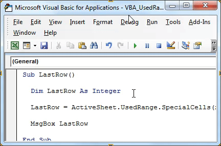 VBA UsedRange Example 3