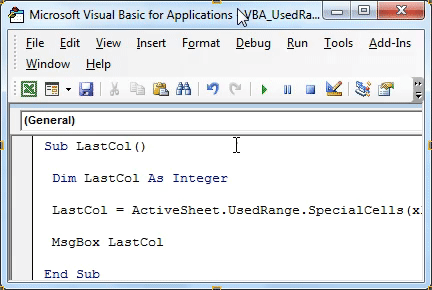 VBA UsedRange Example 4