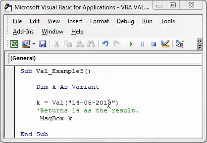 VBA Val Example 5-1
