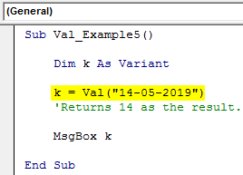 VBA Val Example 5