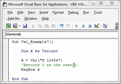 VBA Val Example 7-1