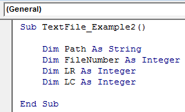 VBA Write Text Example 2