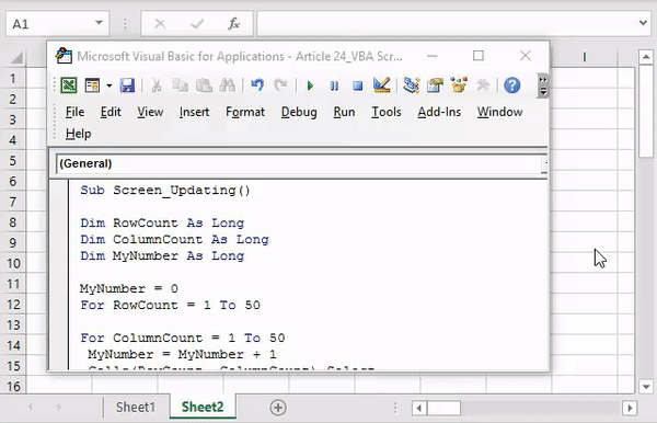 VBA Screen Update Example 1