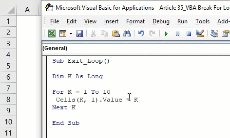 Break For Loop Example 1