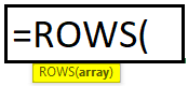 Rows Function Excel-Syntax