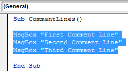 VBA Block Comment Example 2