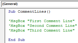 VBA Block Comment Example 2-4