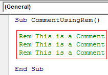 VBA BlockComment Example 3-2
