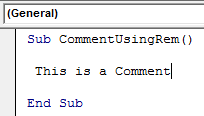 VBA Block Comment Example 3