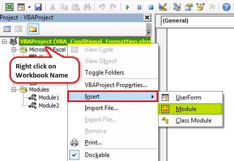 VBA Conditional Formatting Example 1-2
