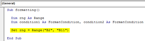 VBA Conditional Formatting Example 1-5