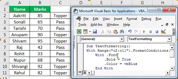 VBA Conditional Formatting Example 2-3