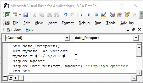 VBA DatePart Example 1-2