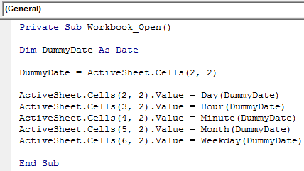 VBA DatePart Example 3