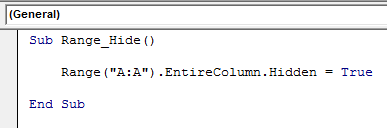 vba hide column example 1.2