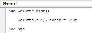 vba hide column example 2.1