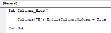 vba hide column example 2.2