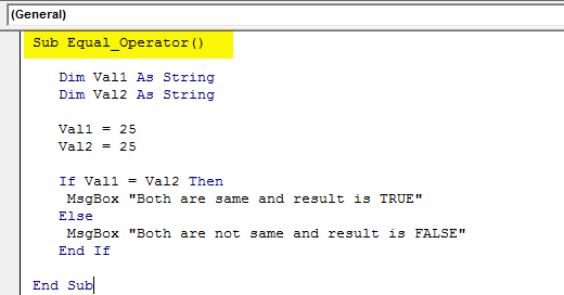 vba operators example 1.1