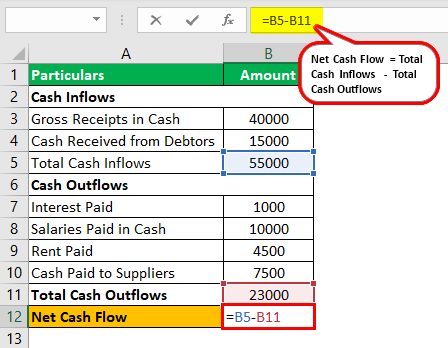 Net Cash Flow Formula Example 2.3