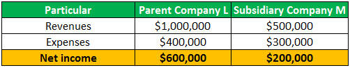 Non-Controlling Interest Example 1