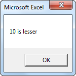 VBA If Else Example 1.2