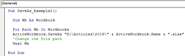 VBA Save As Example 2