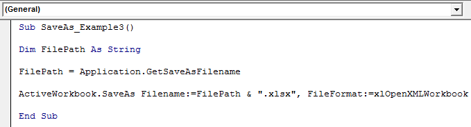 VBA Save As Example 3