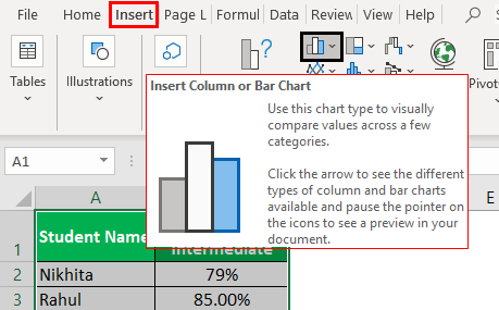 Bar Chart in Excel Example 1.2