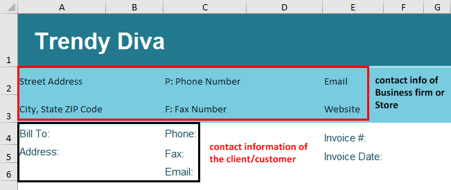 Blank invoice Template Example 1-6