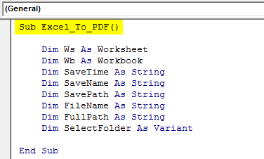 Export Excel into PDF using VBA Example 2.1